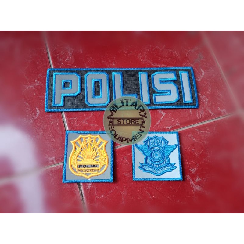 BORDIR LOGO TULISAN POLISI LALULINTAS UNTUK ROMPI ATAU JAKET