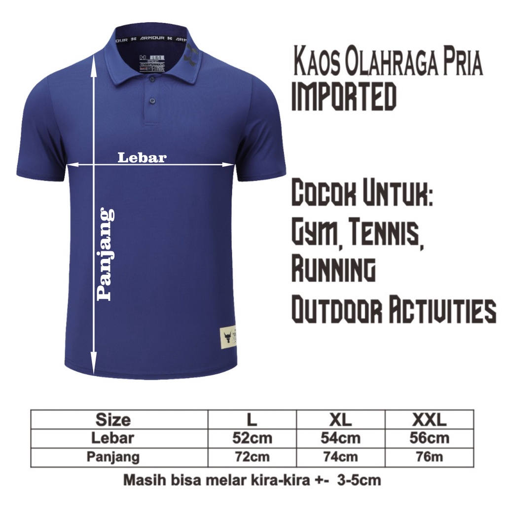 Pakaian Olahraga Pria Polo A816#  Kaos Running Kerah Training Gym Fitness Slimfit Procombat Import
