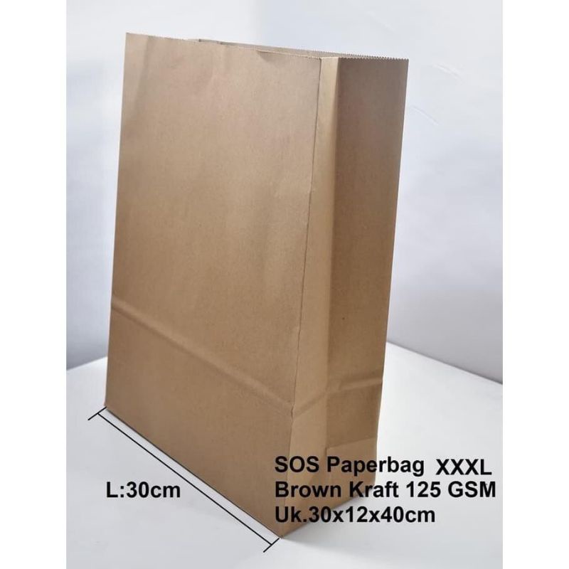 50 PCS PAPER BAG 30x12x40 cm (XXXL) COKLAT / KANTONG KERTAS SOS COKLAT XXXL
