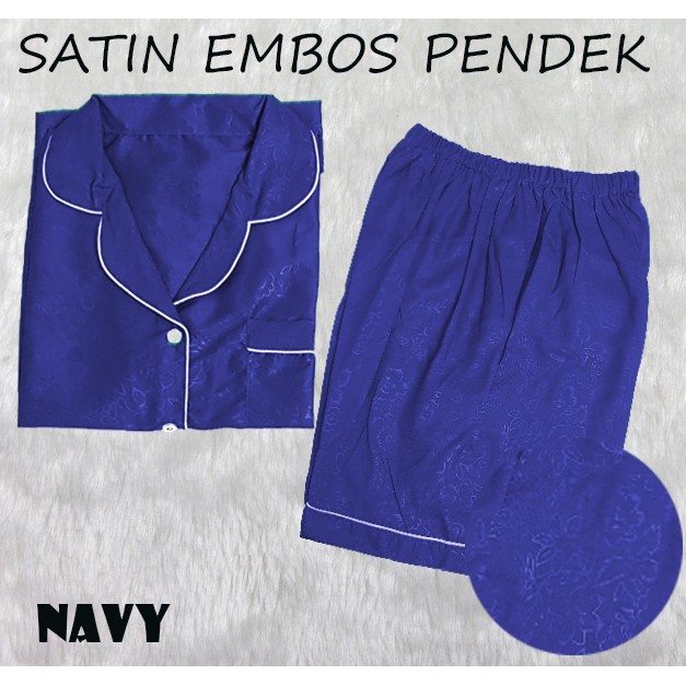 RottenKlass PP Piyama Saten Sleepwear Stelan Baju Tidur Lengan Pendek Celana Pendek Satin Embos-5