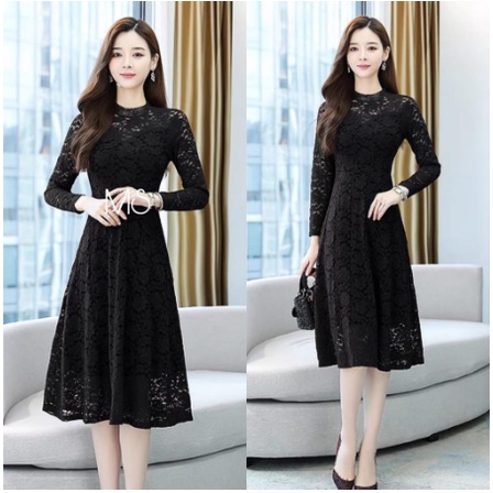 REALPICT Dres Brukat Modern / Baju Dress Cewek / Dress Natal / Dres Wanita / Dres Wanita Murah / Keb