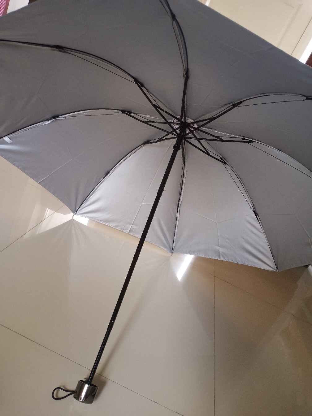 Payung Lipat 4 Lapis Silver Anti Uv Gagang Chrome Warna Cerah Orange Biru Merah Abu Payung Polos