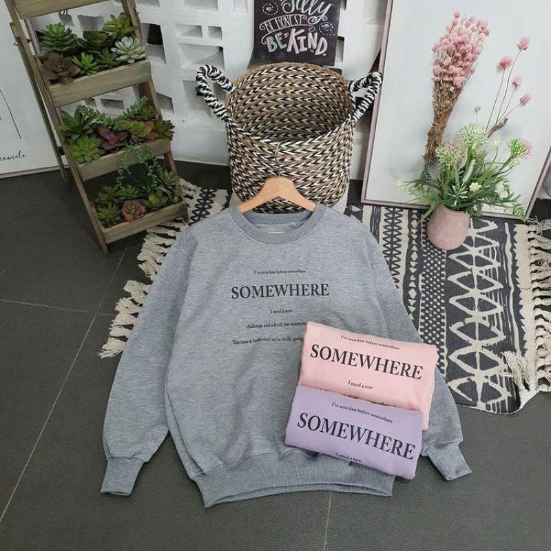 Nayla Fashion Grosir - SOMEWHERE Sweater terbaru Pria Wanita/sweater keren turtleneck bahan fleece soft