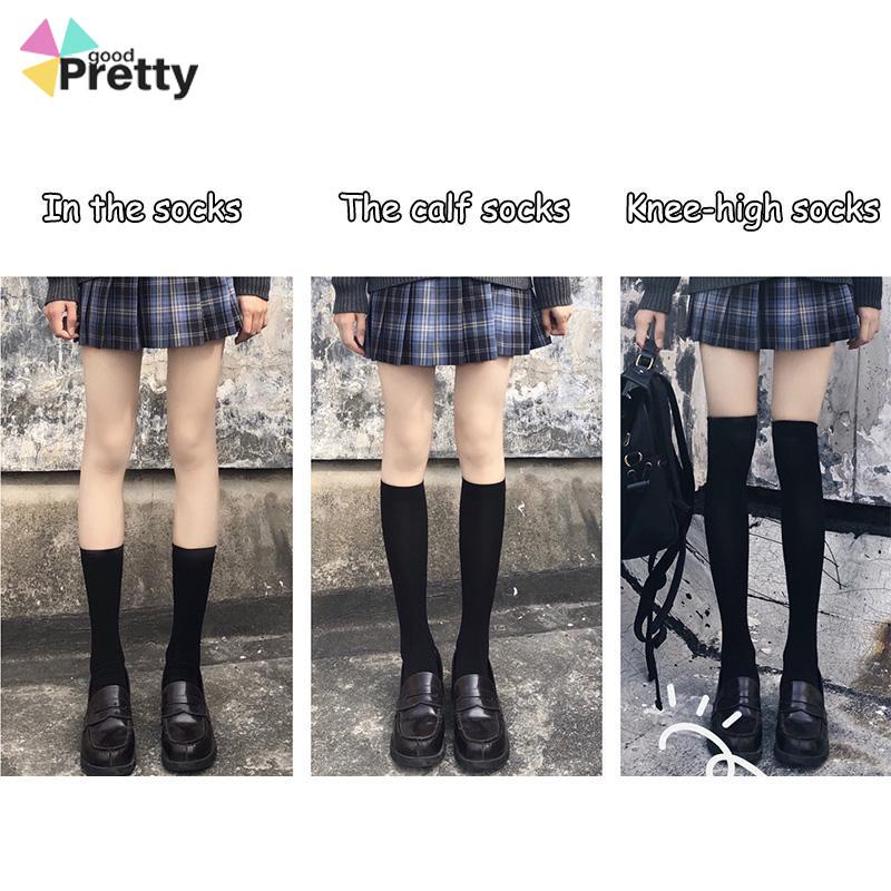 Kaus Kaki Beludru JK Wanita Medium High Bernapas di Atas Lutut Stoking - PD