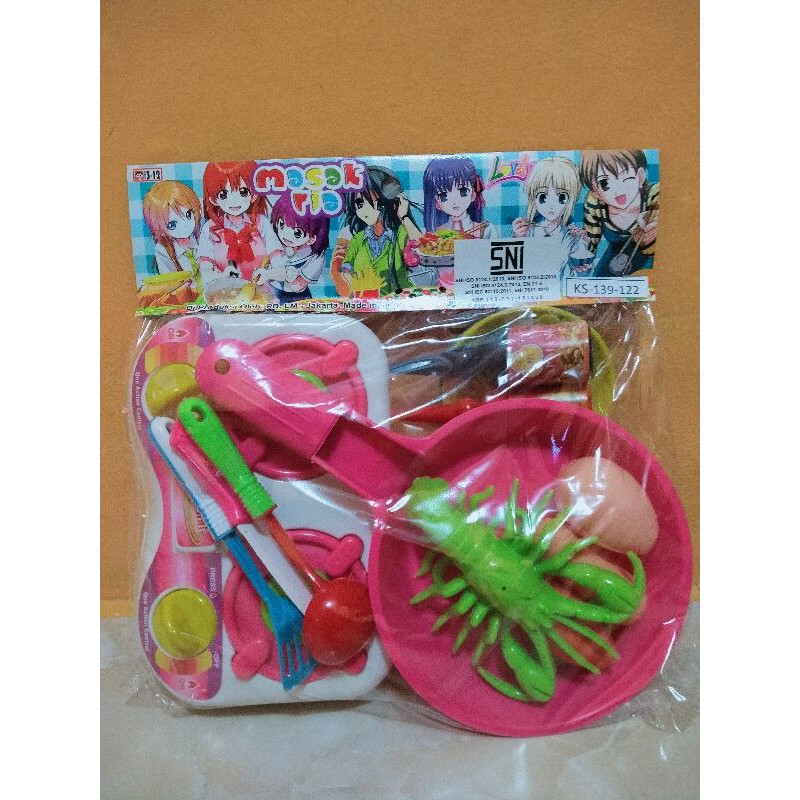 Mainan Masak Masakan Kompor Wajan Lobster Telur Sosis Peralatan Masak Perempuan Terbaru KS122