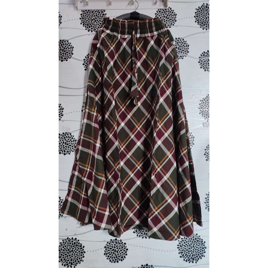 ROK FLANEL IMPORT PANJANG/ROK TARTAN/ROK KOTAK PAYUNG-I