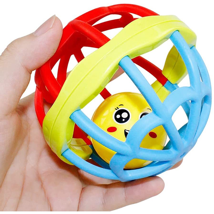 Non-Momi Homi Mainan Kerincingan Bayi Teether Rattle Stick Gigitan Bayi BOLA BPA FREE Mainan Anak Krincingan Emoticon Lucu Baby Toys Rattle Ball  Kerincingan Silikon Karet Lembut Bisa Bunyi lucu