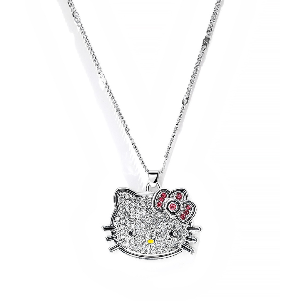 Kalung Rantai Klavikula Hias Kristal Berlian Desain Kartun Anime Hello Kitty Untuk Wanita