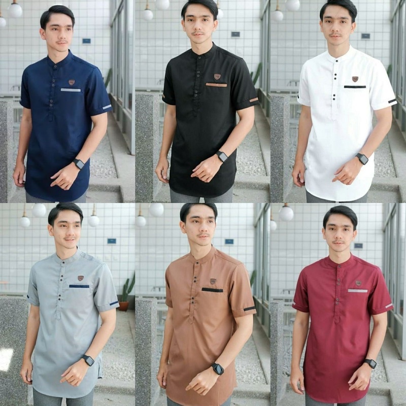 Baju Koko Kurta Dewasa Lengan Pendek Material Catton Adem Serap Keringat