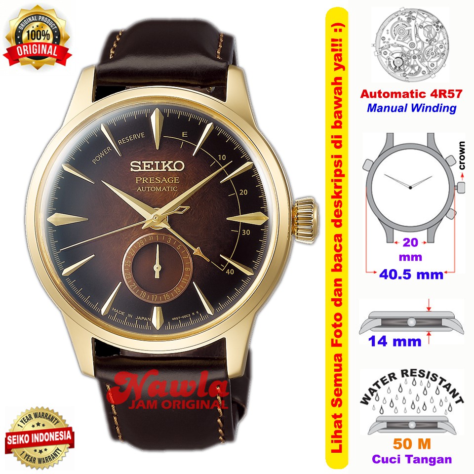 Seiko Presage SSA392J1 Cocktail Old Fashioned Automatic Brown Dial - Jam Tangan Pria SSA392