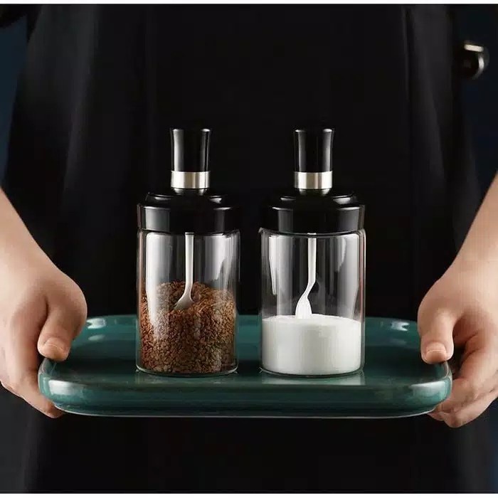 Tempat Bumbu Dapur Kopi Gula Serbaguna Dengan Tutup Sendok Kedap