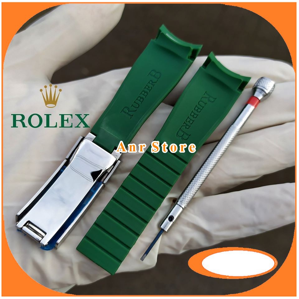 Tali Jam Tangan Rolex Rubber B + Buckle + Obeng Hight Quality 20 mm Hijau