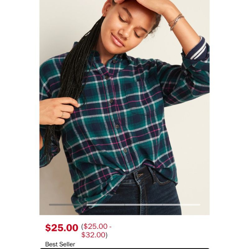 Kemeja wanita flanel flannel oversized plaid Old Navy