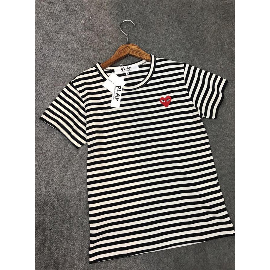 Populer] Kaos Cdg Play Hitam Strip