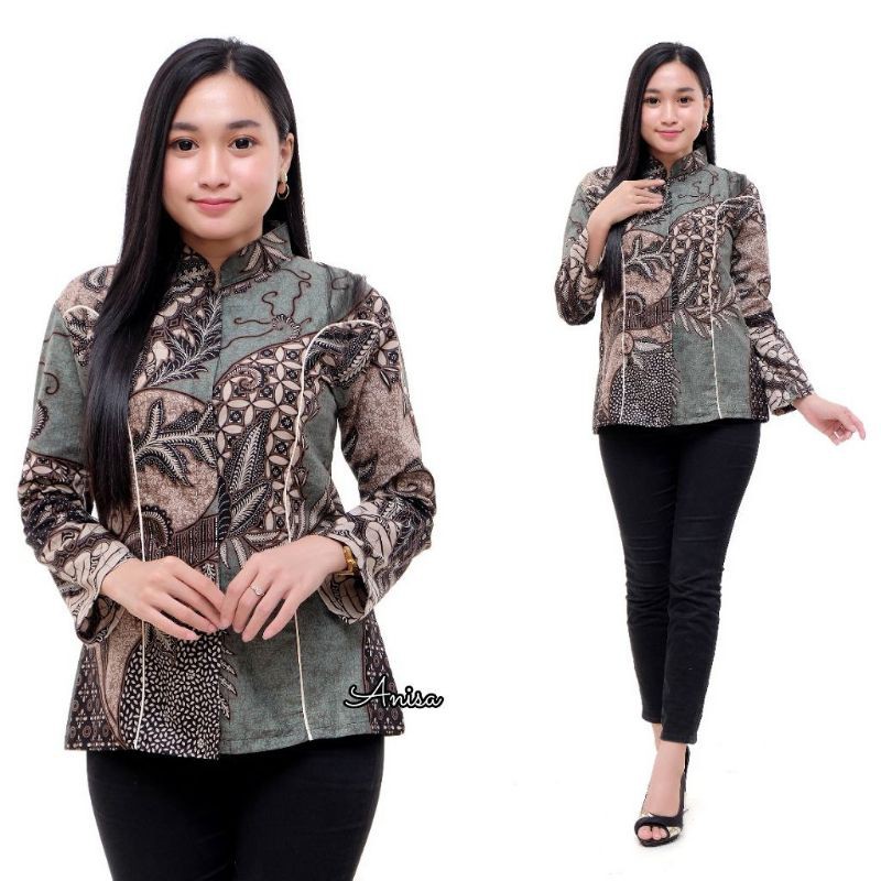 Maura Couple - Sania Ruffle Batik Couple Ori Ndoro Jowi Garansi Termurah Shopee - BATIK MODERN SOLO-BLK KT
