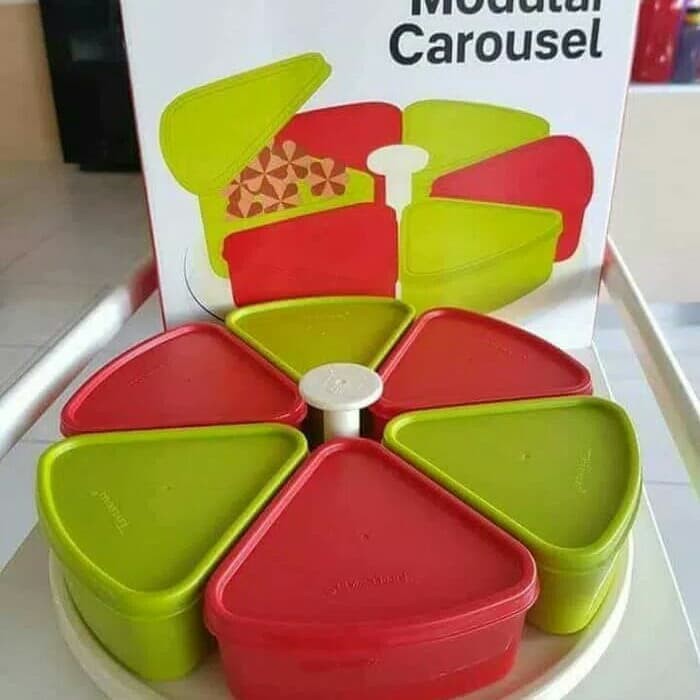 TUPPERWARE PROMO SALE  MODULAR CAROUSEL TOPLES KUE TOPLES ROTI TEMPAT MAKAN TOPLES UNIK - MERAH DAN 