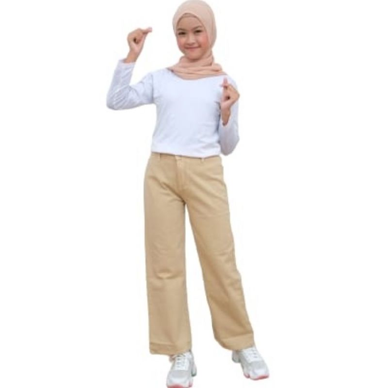 Highwaist kulot jeans premium anak perempuan usia 8-14 thn