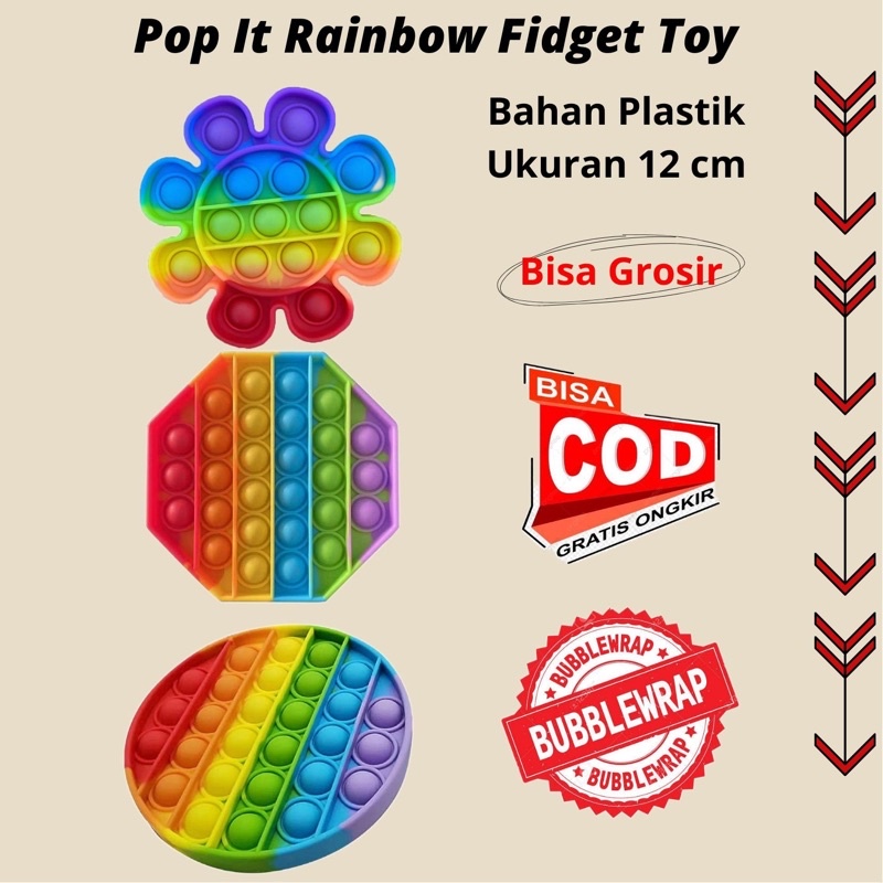 Mainan Pop it Fidget Toy Murah Rainbow Mainan Tiktok Anak Penghilang Stress