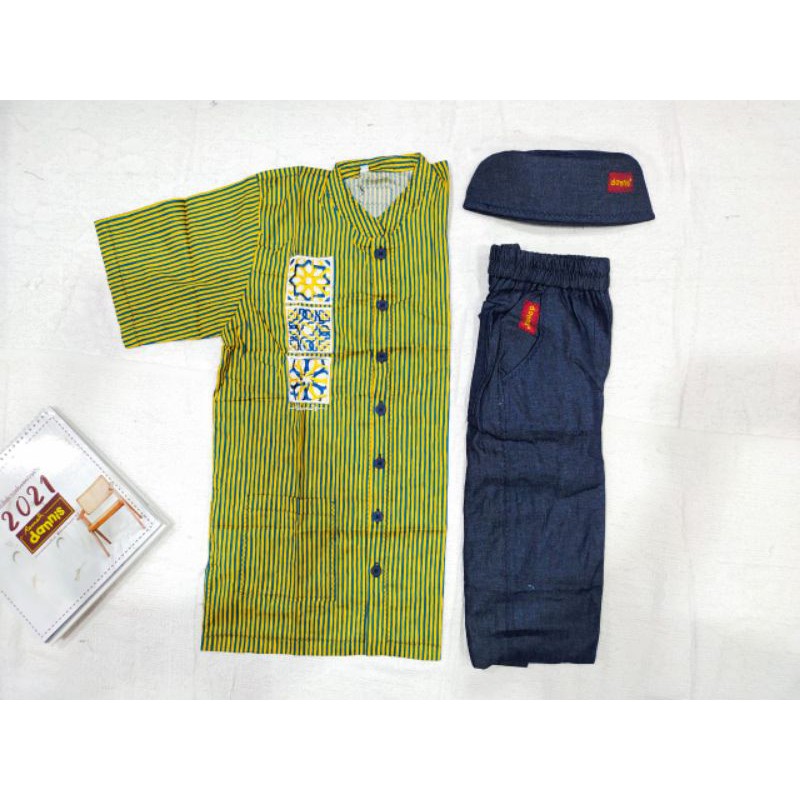 DANNIS Koko Anak Lengan Pendek Kuning Biru