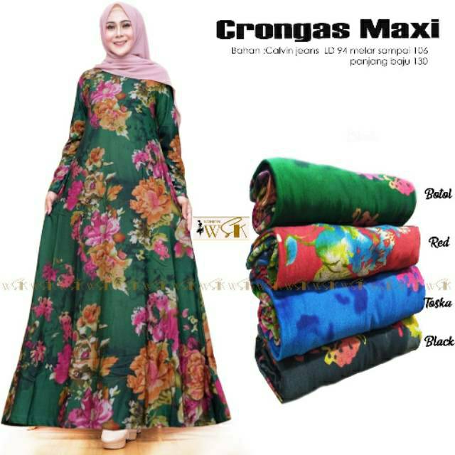CRONGAS MAXI GAMIS CALVIN JEANS SANAKA MOTIF BUNGA