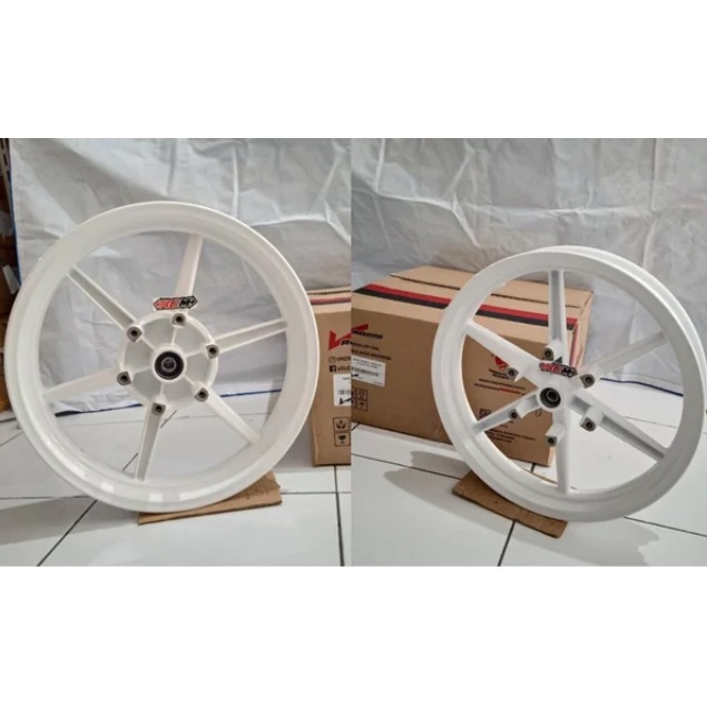 VELG PELEK VELEG VELEK RACING PALANG 6 NINJA RR VROSSI V ROSSI DERIK DERIX PUTIH WHITE TAPAK LEBAR 250 300 R RING 17 DEPAN BELAKANG