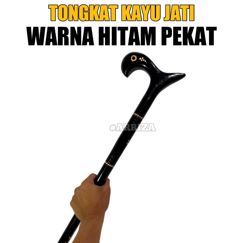 Tongkat Jalan Kayu Jati Asli Warna Hitam Pekat / Tongkat Kayu / Tongkat Jalan / Tongkat 1 Kaki / Tongkat Ukir / Teken Ukir / Tongkat Kayu Jati Asli