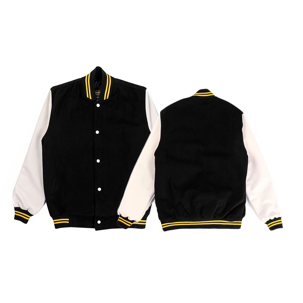 ETERNALWORKS BASIC BLACK YELLOW VARSITY JACKET - JAKET VARSITY