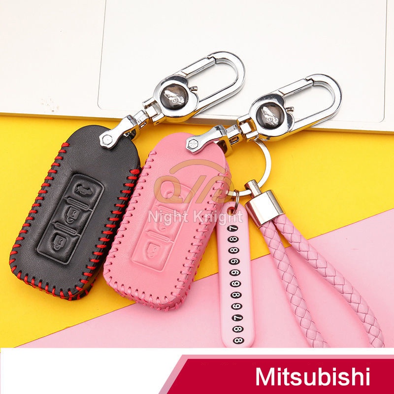 leather Style Keyless Remote Car Key Leather Protection Cover Casing key case For Mitsubishi logo Triton Outlander Mirage ASX Lancer EVO PAJERO GRANDIS GALANT Xpander