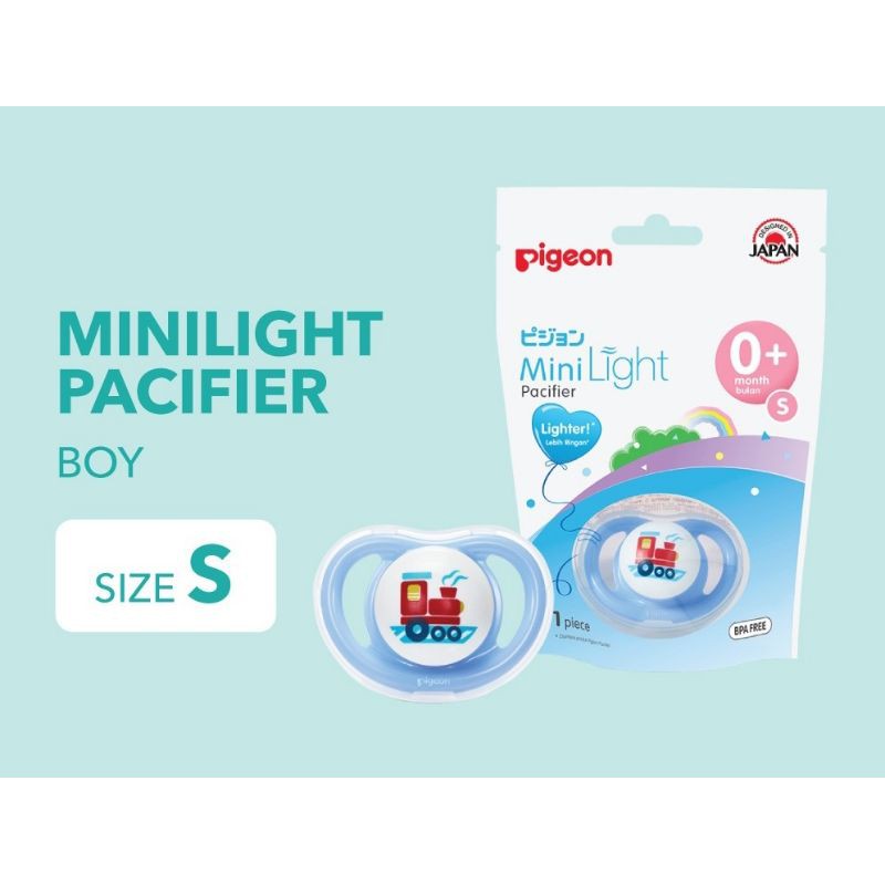 Empeng Pigeon Mini Light silicone Pacifier ada tutup S M L minilight-S, BIRU