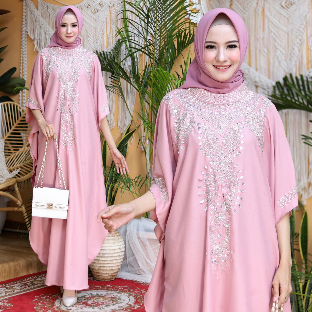 Gamis Lebaran | Kaftan Muslimah Payet | KAFTAN FARIDA JUMBO XXL KAFTAN KALONG WOLLPEACH APLIKASI MANIK KAFTAN JUMBO KAFTAN PESTA