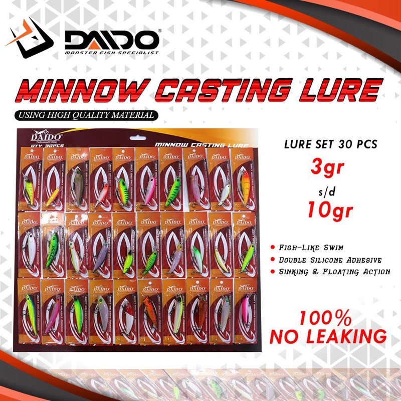 umpan minow casting lure daido 1 set isi 30 pcs