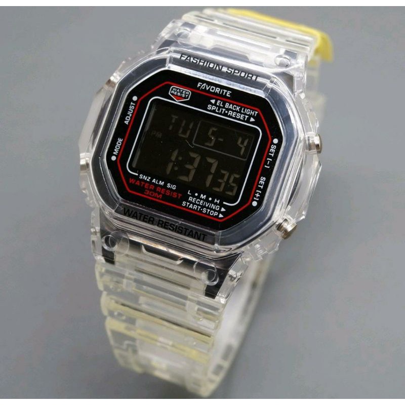 Jam Tangan Transparan Jam Tangan Favorite DW 5600 Jam Tangan Pria Transparan Tahan Air Berenang