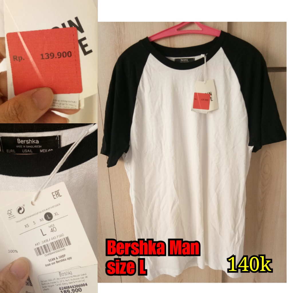 READY FREE JASTIP BERSHKA MAN KAOS PRIA SIZE L
