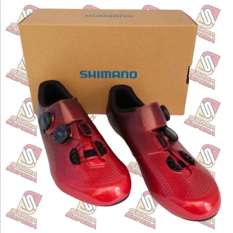 SEPATU SHIMANO SH RC701 RED BLACK WIDE SHOES SHIMANO CLEAT RC7