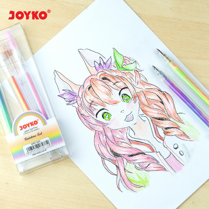 

TULIS-ALAT- COLOR GEL PEN PENA JEL WARNA JOYKO GPC-324 RAINBOW GEL 5 WARNA 0.5 MM -ALAT-TULIS.