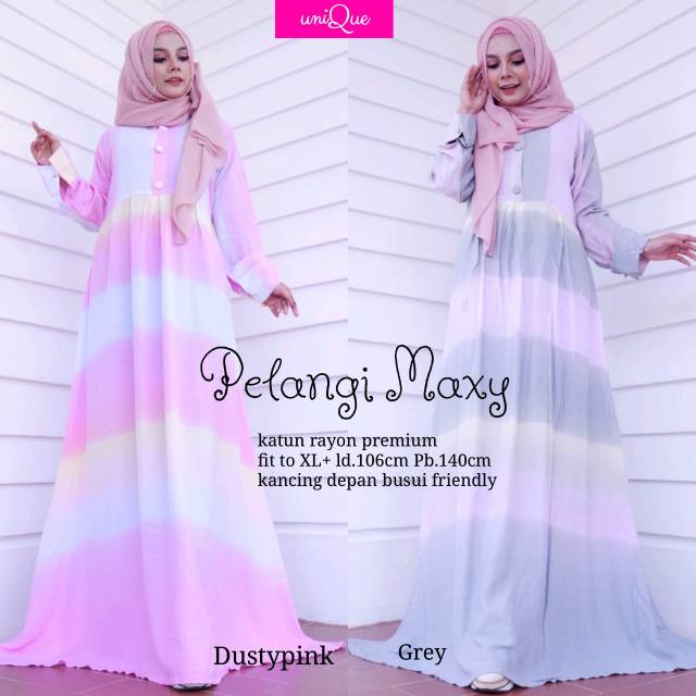 Pelangi Maxi Dress bahan Katun Rayon Premium