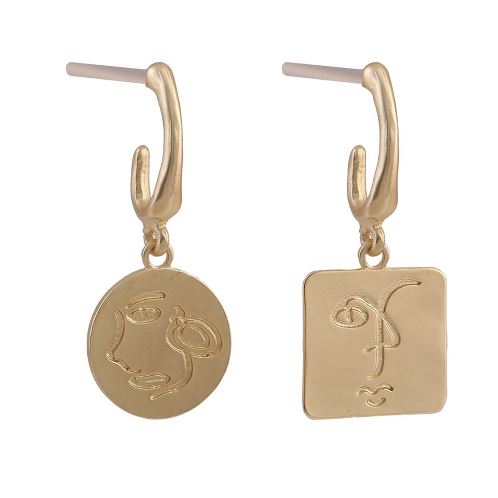 Anting Tusuk Gantung Bahan metal Desain Geometri Asimetris Gaya Bohoretroelegan Untuk Wanita