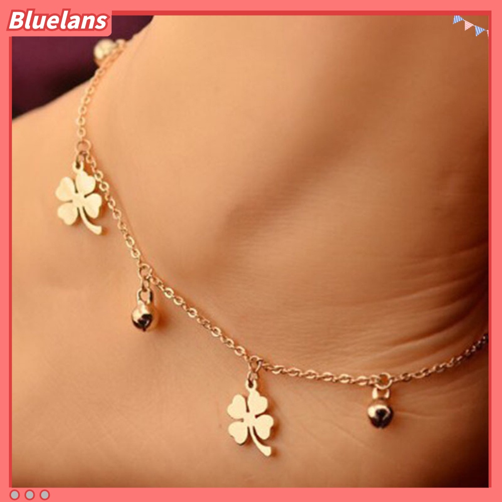 Bluelans Lucky Clover Bells Charm Anklet Foot Chain Women Summer Sandal Ankle Bracelet