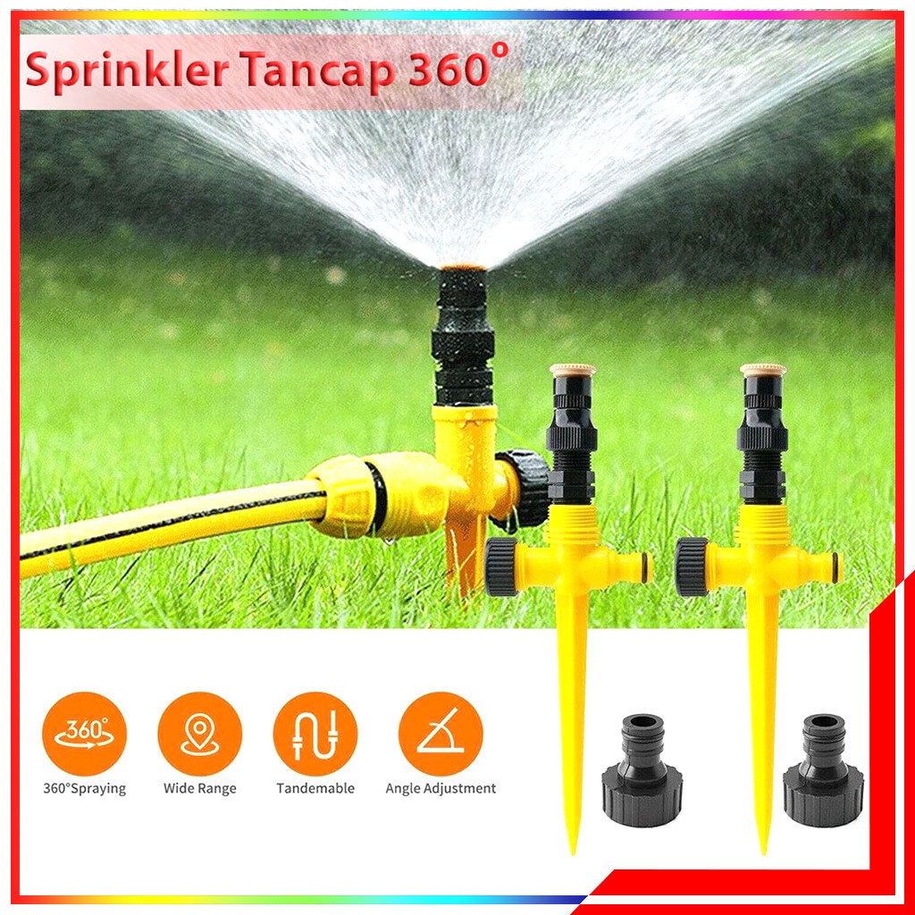 Set Sprinkler Alat Siram Taman Kebun Otomatis 360 - Stake Spike Sprinkler Set Alat Siram Taman Rumput Kebun Sprinkler Tancap 360