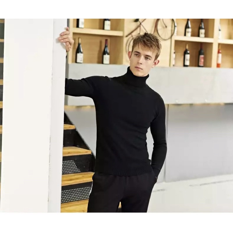 Sweater Turtleneck Pria Rajut  Halterneck Sweater Pria