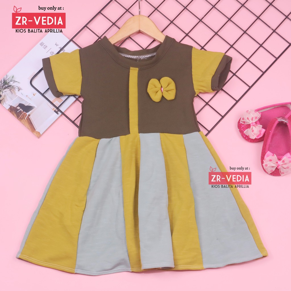 Dress Maudy uk 1-2 Tahun / Baju Balita Cewek Dres Anak Perempuan Harian Gaun Pesta Murah