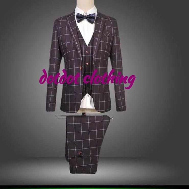 ASWB Jas Tartan Pria Jas Formal Pria Motif Kotak Jas Style korea Blazer kotak/Blezer Formal pria/jas