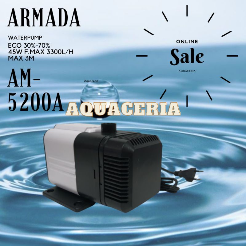 Mesin celup Aquarium Kolam ARMADA AM 5200 A Waterpump aquarium Kolam 2M-3M