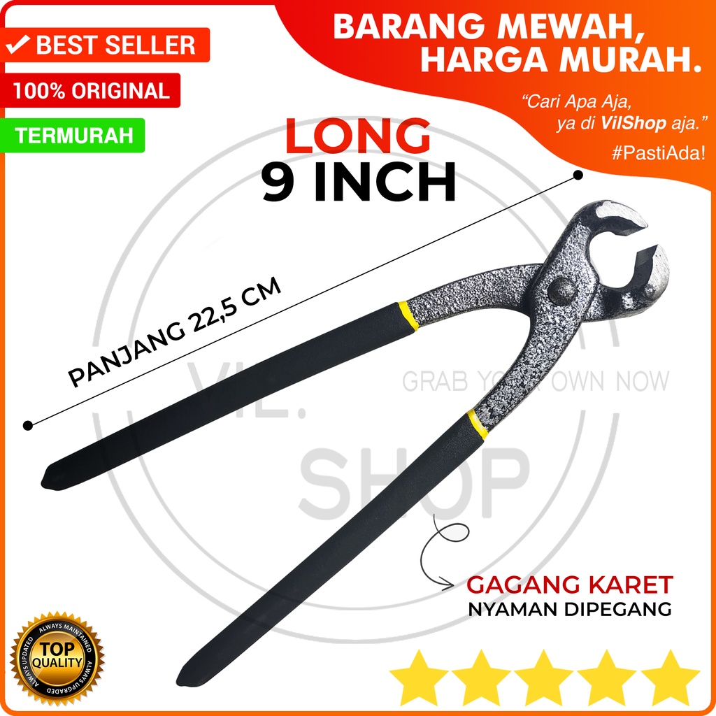 TANG CATUT GEGEP KAKAKTUA PANJANG 9 INCH GAGANG KARET / TANG KAKAK TUA TOWER PINCER 9" 225 MM KAKATU
