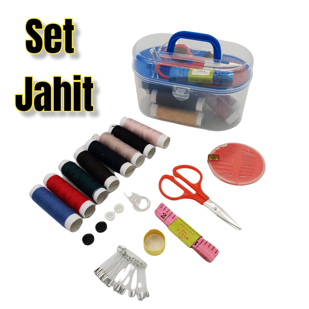 Set Alat Jahit / Sewing Kit Box / Perlengkapan Jahit Lengkap Termurah / Alat Jahit Menjahit Mini Box Sewing 8in1 Benang Jarum Gunting Sewing Kit