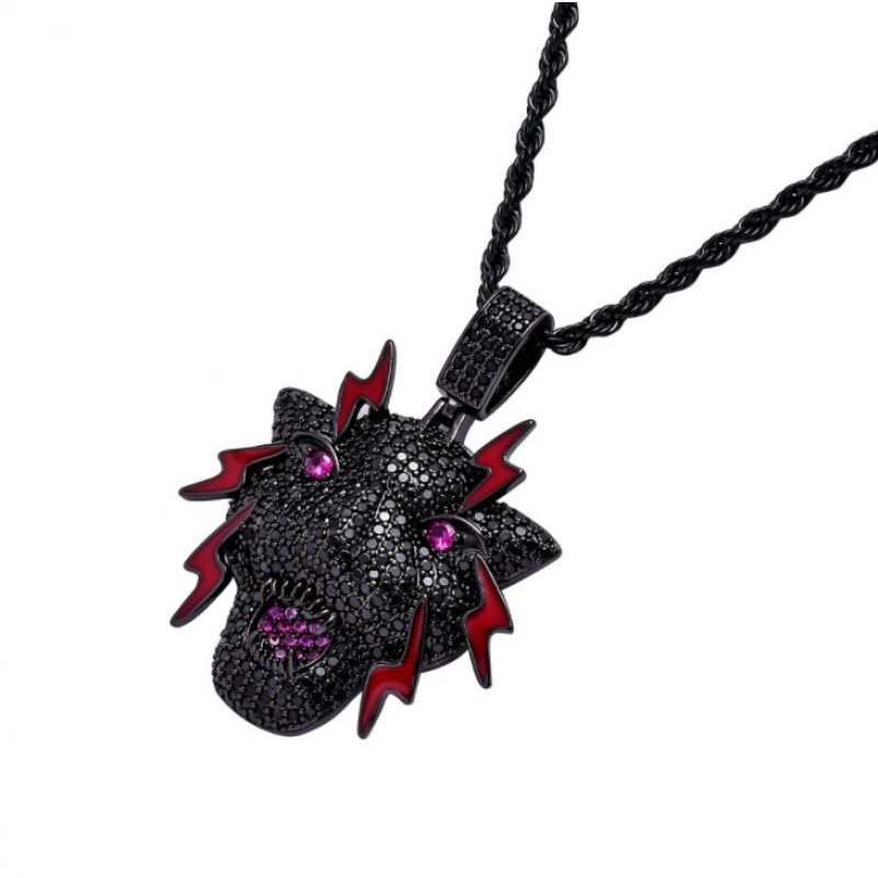 Kalung Liontin Black Panther Bahan Zirkon Gaya Hip Hop