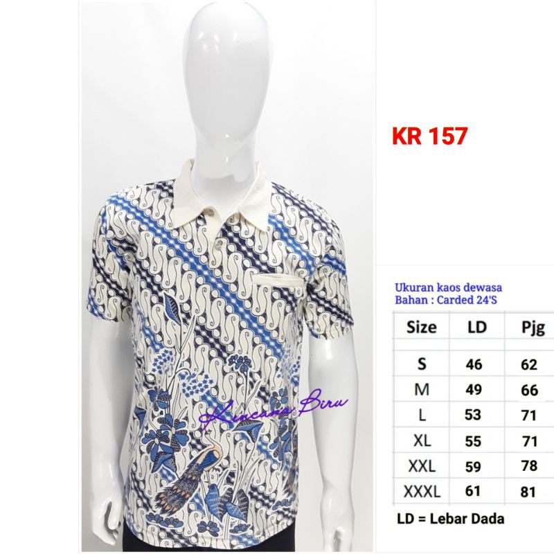 KR 157 kaos krah pria Tshirt oblong  laki perempuan M- bigsize XXXL batik