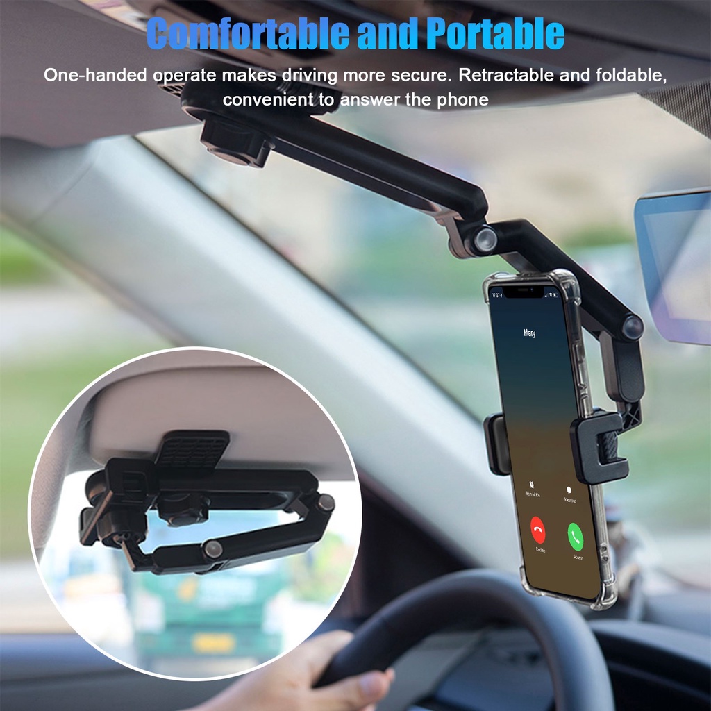 Holder Hp Mobil 6 IN 1 Dudukan Penahan Hape di Meja Rak Lemari Gagang Tongsis Handphone Penjepit henpon universal di stir mobil Sun visor rearview kaca belakang Stand ponsel serbaguna