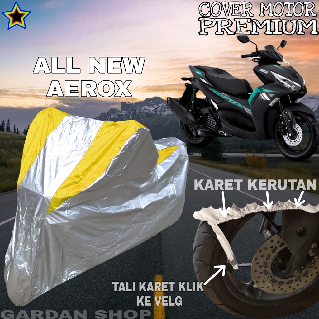 Sarung Motor ALL NEW AEROX Silver kUNING Body Cover Aerox PREMIUM