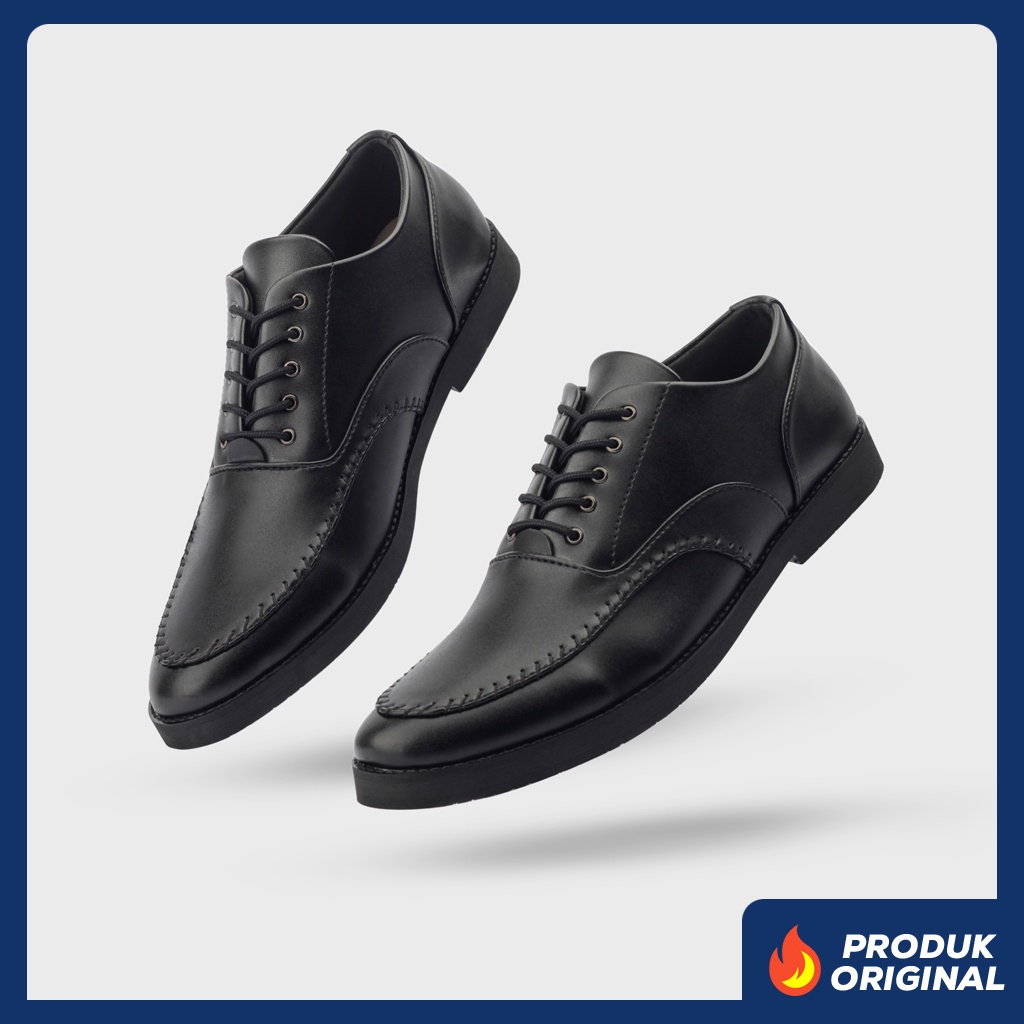 BOLTON BLACK ORIGINAL x GIANT FLAMES Sepatu Formal Ful Hitam Tali Pria Pantofel Kerja Kantor Dinas Resmi Guru Kantoran Pesta Undangan Wedding Kondangan Nikah Wisuda Kuliah Oxford Semi Kulit Premium Footwear Big Size Jumbo Ukuran Besar 44 45 Keren Terbaru